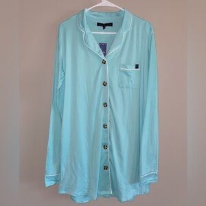 NWT Simply Southern Light Blue Button-Up Night Shirt